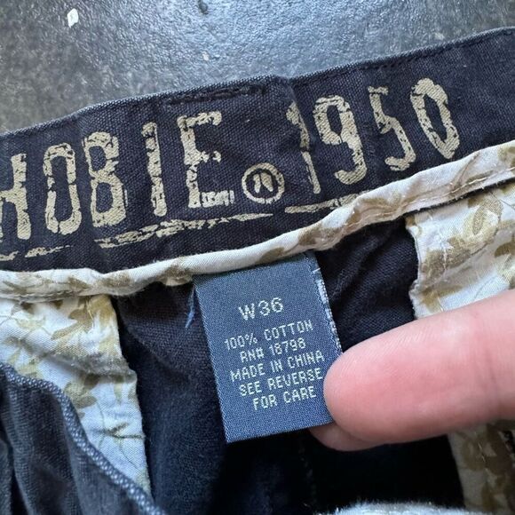 Hobie Flat Front Distressed Shorts Size 34 Side Pockets 100% Cotton Surf Style - Picture 8 of 13